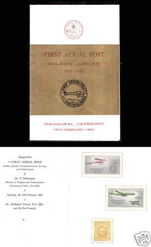 India 50y 1911 1961 World First Air Mail VIP Folder  