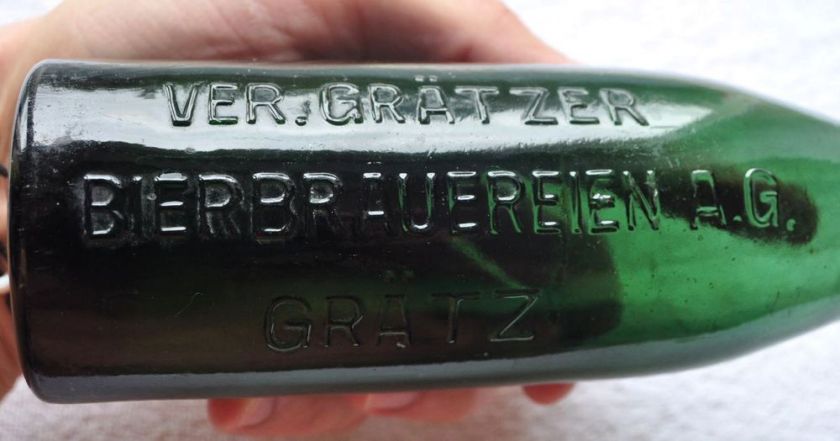 1940s WWII GERMANY GRATZ 3rd Reich Embossed Beautiful Glass Beer 