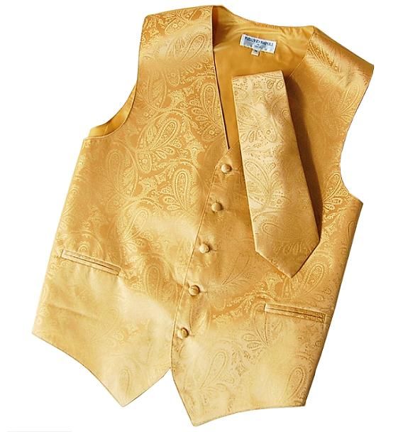 V82/ New Gold Tuxedo Vest Set by Vesuvio Napoli  