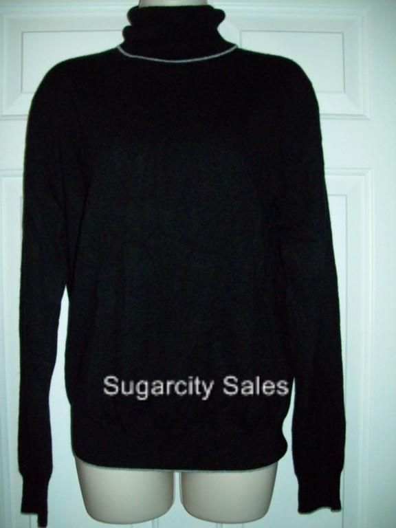 NWT TRE VERO 100% CASHMERE TURTLENECK SWEATER BLACK S  