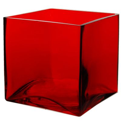 Square Vase Red 4.75  Cube Vases