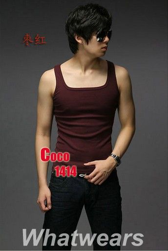 Mens Elasticity Slim Cotton Classical Vest Blue Z30  