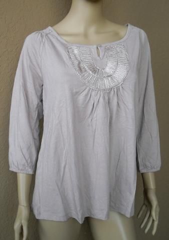 NEW OLD NAVY Embroid Scoop Neck 3/4 Slv Top Ros Beig 3X  