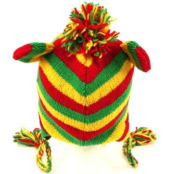   Ear flap Hat Fully Lined Fleece Interior. Animal character Jamaican