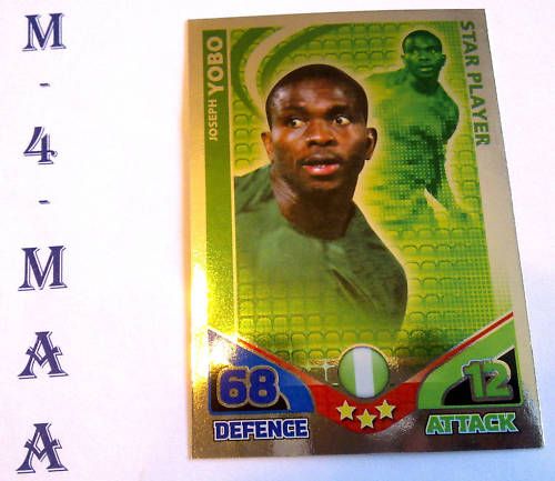 match attax ENGLAND 2010*JOSEPH YOBO*star player W CUP  