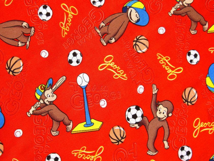   CURIOUS GEORGE FABRIC ~ SOCCER ~ BASEBALL ~ UNIVERSAL STUDIOS ~ MONKEY