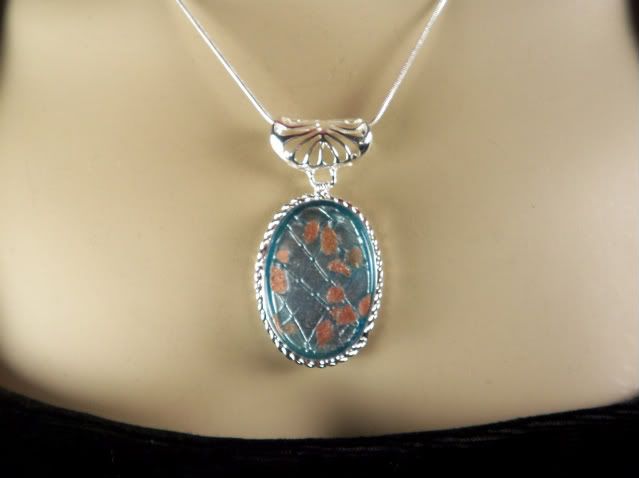 UNIQUE ARTISAN DICHROIC GLASS PENDANT SILVER NECKLACE  