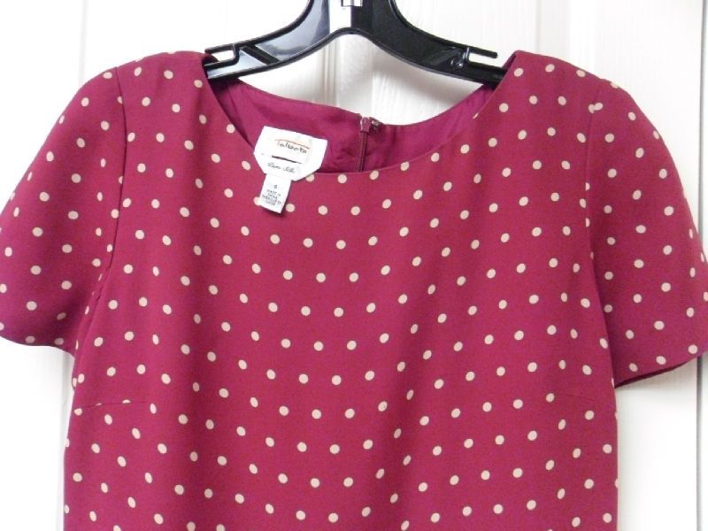 TALBOTS RED POLKA DOT SILK DRESS SIZE 6  