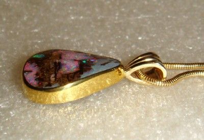    14K LARGE BOULDER OPAL NECKLACE   UNIQUE   APPRAISED   LB1774  