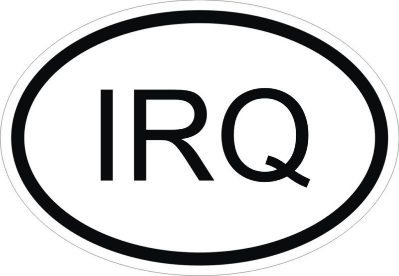 IRQ IRAQ COUNTRY CODE OVAL STICKER bumper decal car NEW  