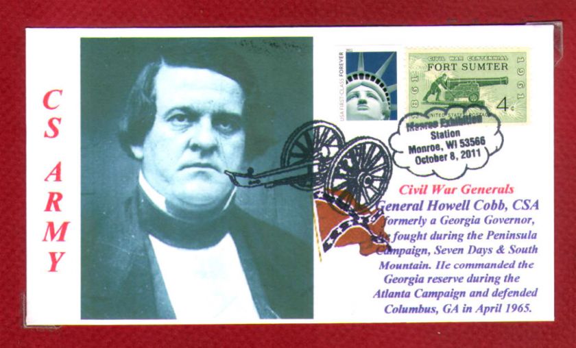 General HOWELL COBB Confederate Army Civil War General Portrait 