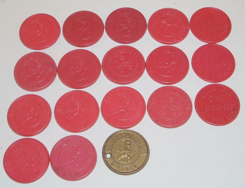 This is a Vintage Lot of 18 Club Cal Neva Reno Free Drink Tokens.