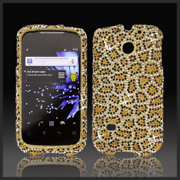 FOR HUAWEI ASCEND 2 M865 LEOPARD CHEETAH BLING RHINESTONE CRYSTAL CASE 