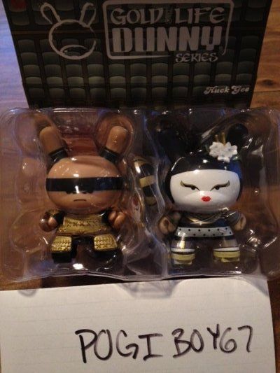 HUCK GEE Kabuki and Kitsune Gold Life Dunny 2 Pack KIDROBOT  