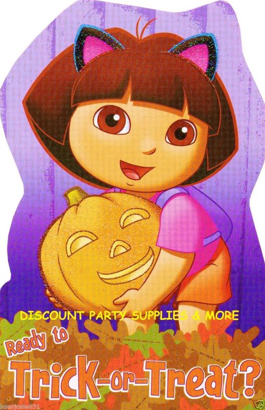 Dora the Explorer Trick or Treat Halloween Pumpkins Greeting Card 