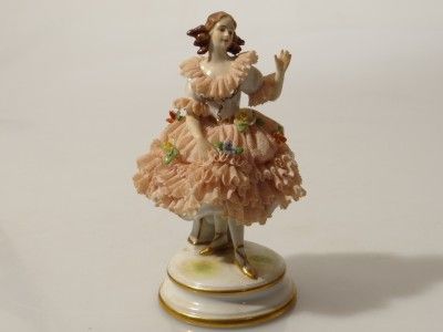 RARE GERMAN CERAMIC DANCER FIGURE DRESDEN LACE  