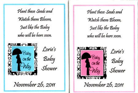 Boy or Girl Damask Baby Shower Seed Packets Favors  