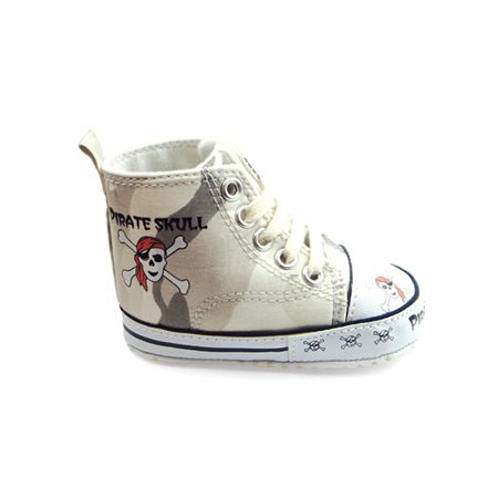 New Baby Toddler Boys Girls Pirate Skull High Top Canvas Shoes 3 18M 