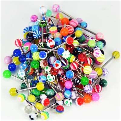 Lot 100 Pcs Premium Tongue Rings Wholesale Body Jewelry  