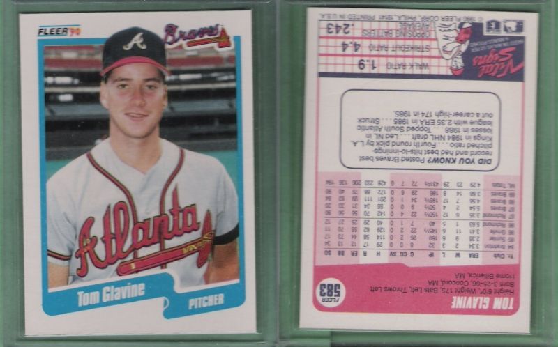 Tom Glavine Dante Bichette 2x 1990 Fleer Wrong Back ERROR Cards Braves 