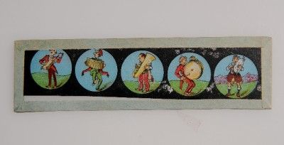 GERMAN TOY MAGIC LANTERN GLASS SLIDE MUSICIANS  