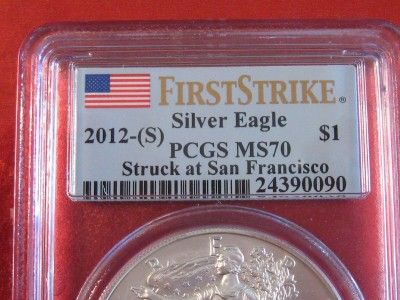 2012 (S) SILVER American Eagle PCGS MS 70 ~ FIRST STRIKE Struck @ San 