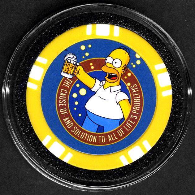 The Simpsons HOMER Poker Chip Card Guard Cover Marker  