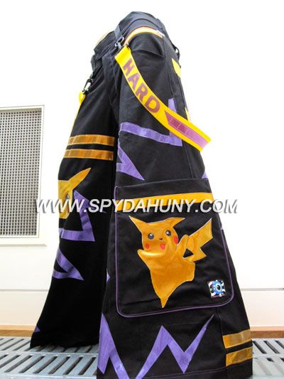 Spydahunny Shuffle Rave Pika PHAT PANTS w/ FREE Plain Suspenders 