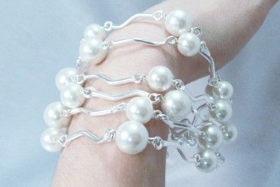 New Biche De Bere Faux Pearl 6 Strand Toggle Bracelet  