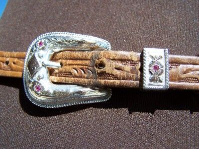 HOLLANDS 4 PIECE RANGER BUCKLE SET #855 RARE STERLING 14K HAND CHASED 