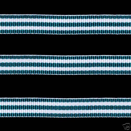 yards 3/8 TEAL & WHITE STRIPE GROSGRAIN RIBBON  