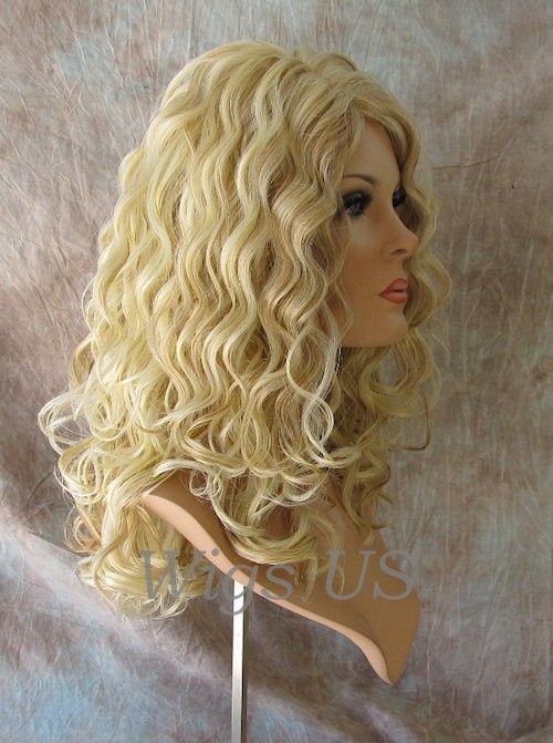 WIGS Strawberry and Pale Blonde Long Spiral Curls HEAT OK wig  