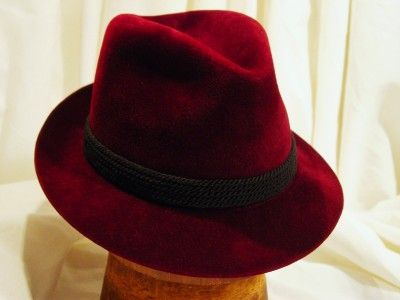 Vintage DOBBS Fedora Hat Hunter Mt Style Burgundy Dobbs Pin Size 7 