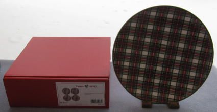 FOUR Nikko Tartan Christmas Plaid Salad Plates NIB  