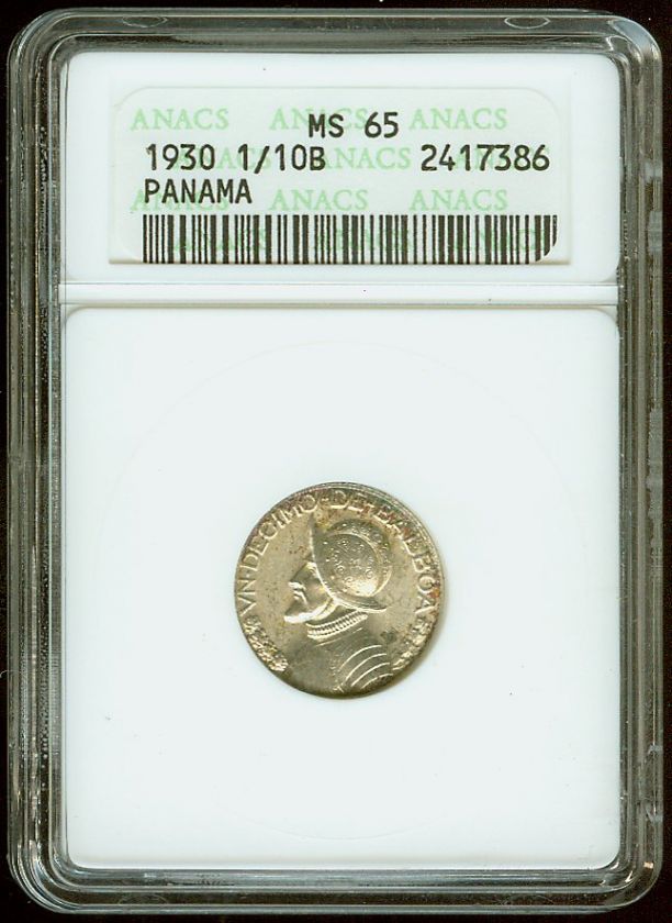 1930 1/10B ANACS MS 65 Panama  