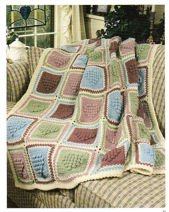 Sweetheart Squares 53x68 Afghan Instruction Crochet Pattern  