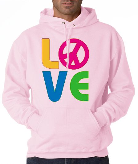 Love Peace Symbol 50/50 Pullover Hoodie  