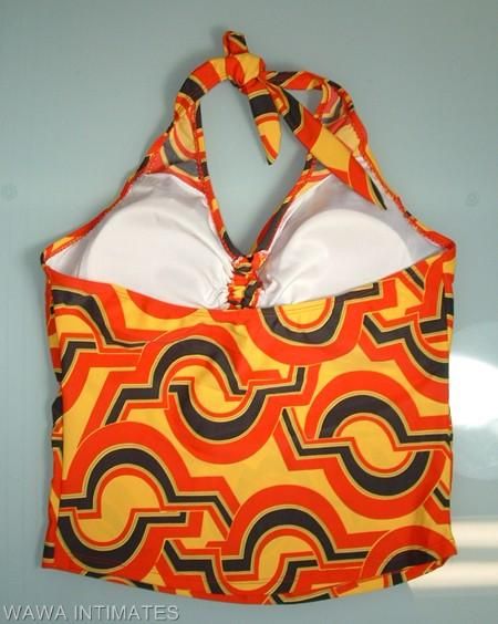 PC ORANGE VINTAGE TANKIN BOYSHORTS SWIMWEAR SET M, XL  