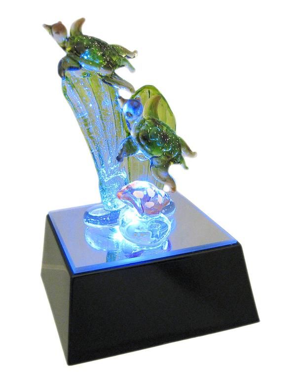 Lighted Pulled Glass Sea Turtle Figurine Light Up LED  