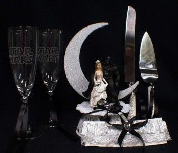 Star War Wedding Cake Topper Darth Vader LOT Glasses Kn  