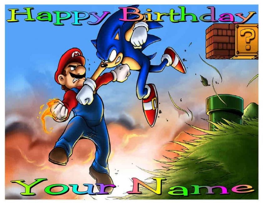 Sonic Mario   a   Edible Photo Cake Topper  