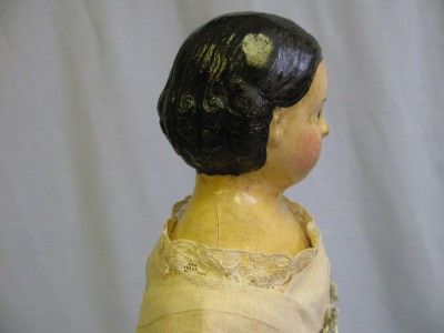 18 Antique PAPIER MACHE BrownEyes c1850 Millners Model  