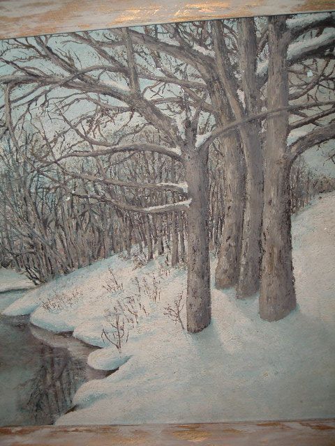 Vintage Robert Stover Reading Pa Oil Painting Woods/Stream/Snow 