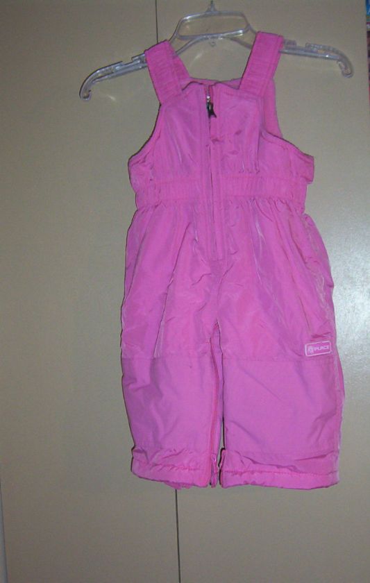 THE CHILDRENS PLACE INFANT GIRLS PINK BIB SNOWPANTS FLEECE LINED 12 