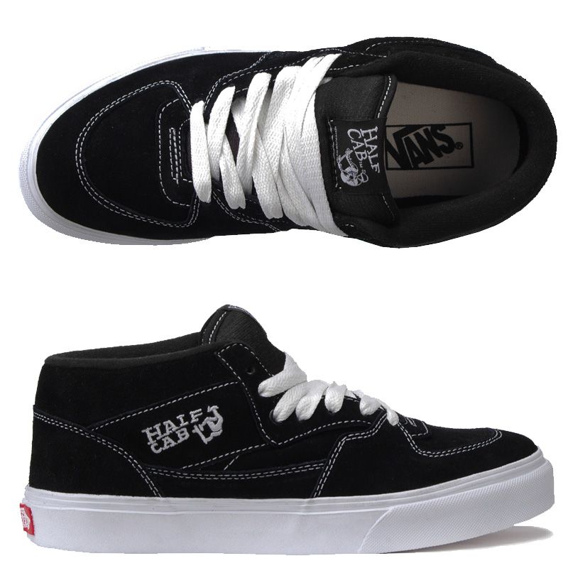 VANS HALF CAB BLACK/WHITE CLASSIC SKATE SHOES ALL SIZES  