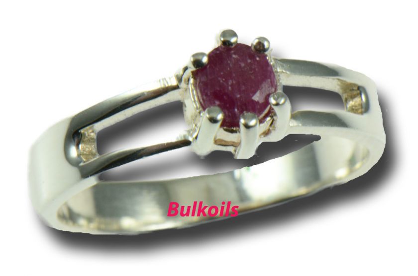 Sterling Silver GENUINE RUBY RING Stone SZ 7.25  