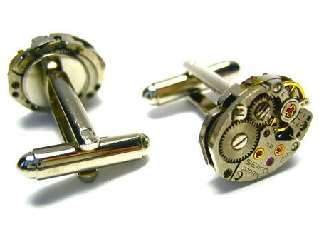 Steampunk Watch Mechanism Gear Movement Cufflinks w/Box  