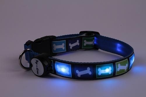   Lighted LED Pet Dog Collar   Steady Glow or Flashing Lights  