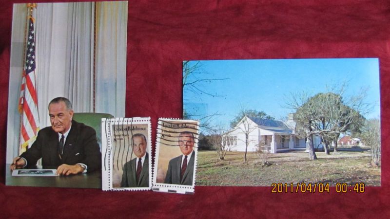 LBJ PRESIDENTIAL& JOHNSON HOME POSTCARDS X 2 STAMPS  