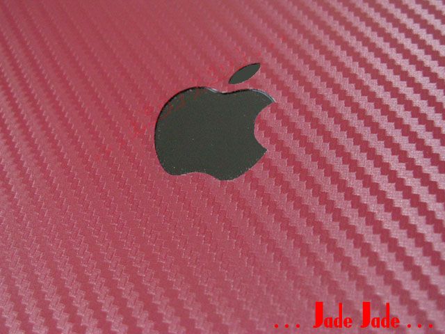 Burgundy Carbon Fiber Apple iPad 2 Wrap Skin +3 Logo #E  